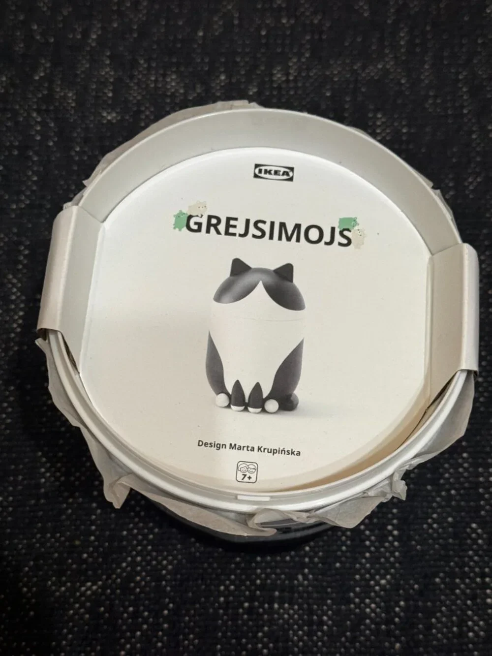 Ikea Grejsimojs Cat-Shaped Storage with Lid, Black and White Tuxedo, 506.031.78